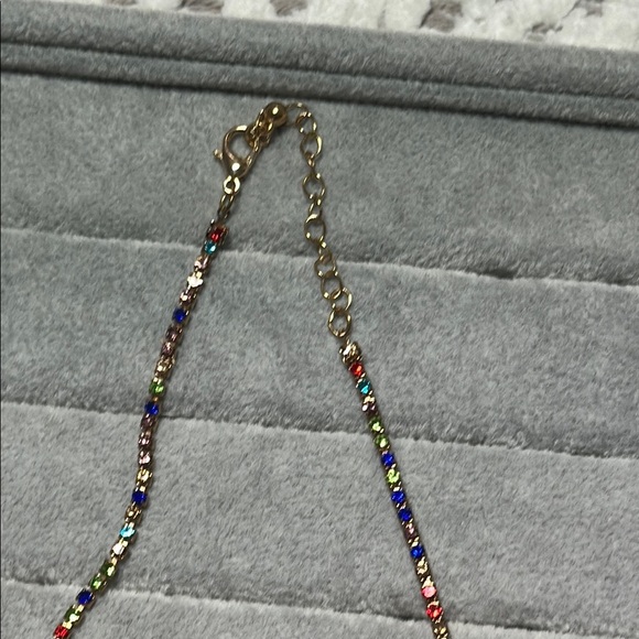 Colorful Gemstone Gold Tone Jewelry Set Necklace & Bracelet Set Matching Pair - Picture 6 of 11